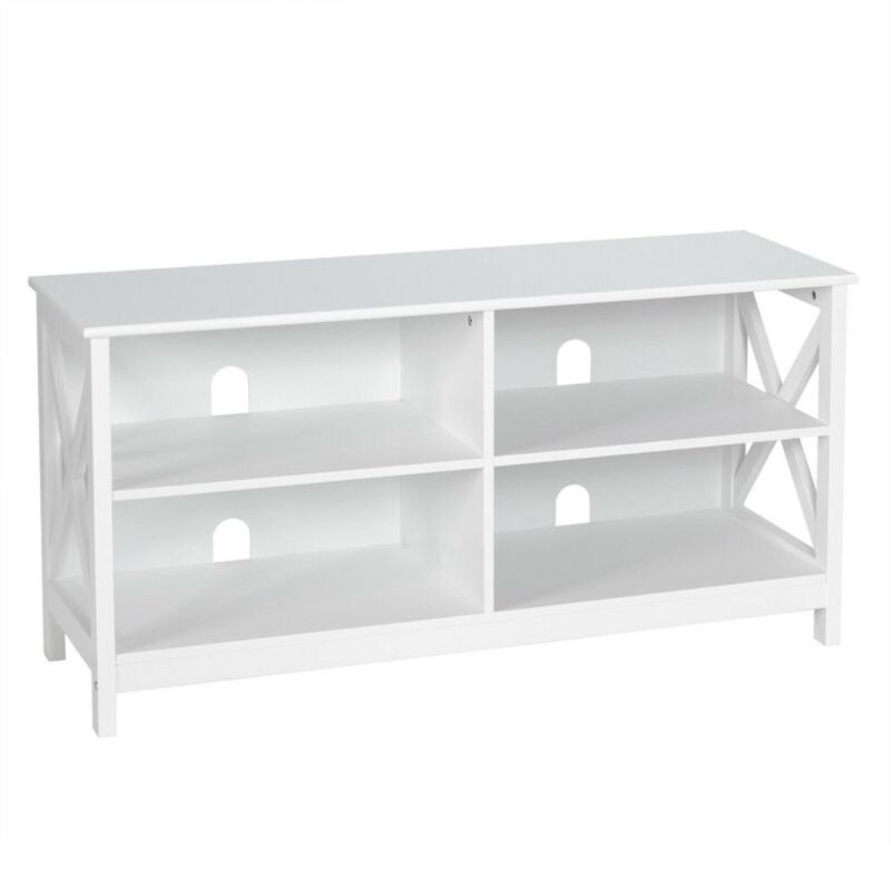 Hivvago Wooden TV Stand Entertainment for TVs up to 55 Inch with X-Shaped Frame