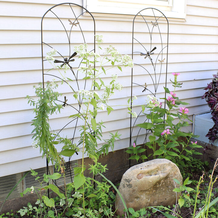 Sunnydaze 55 in Steel Dragonfly Delight Garden Plant Trellis - Set of 2