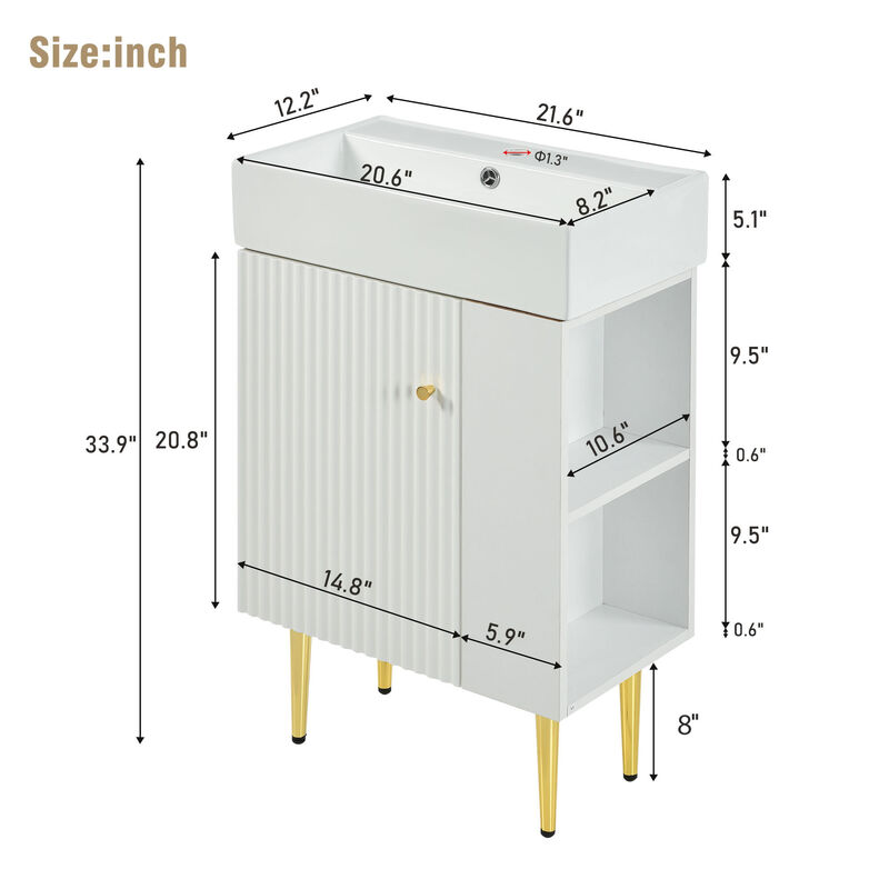 Merax Bathroom Vanity Cabinet with Right Side Storage