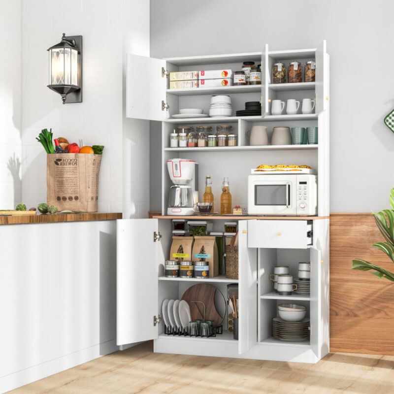 Hivvago 71 Inch Tall Pantry Cabinet with Outlets for Dining Room