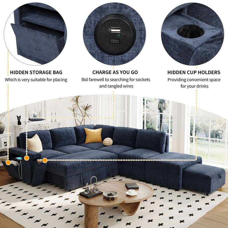 Merax  L-shaped Padded Modular Sofa with Storage