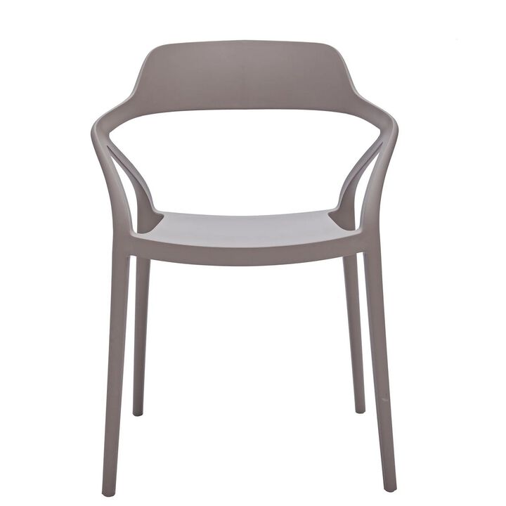 Geni 23 Inch Side Dining Chair Set of 4, Indoor Outdoor, Gray Finish - Benzara