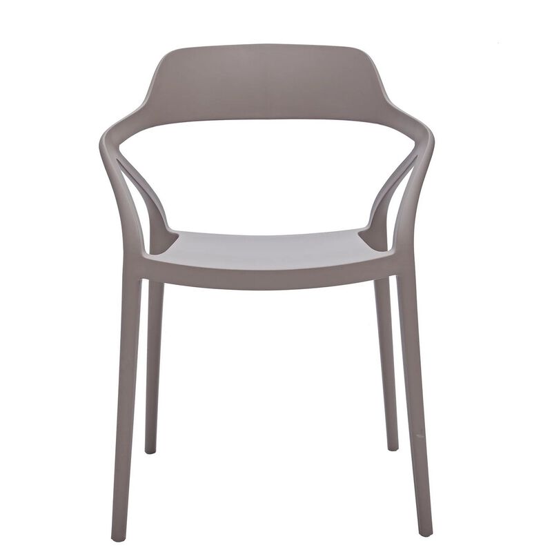 Geni 23 Inch Side Dining Chair Set of 4, Indoor Outdoor, Gray Finish - Benzara