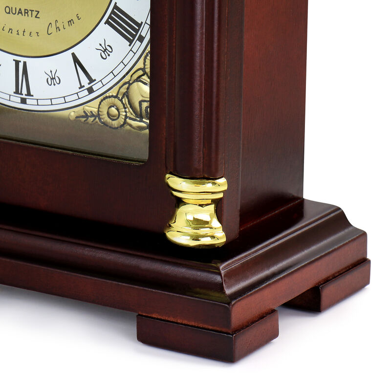 Bedford Clock Collection Redwood Mantel Clock with Chimes