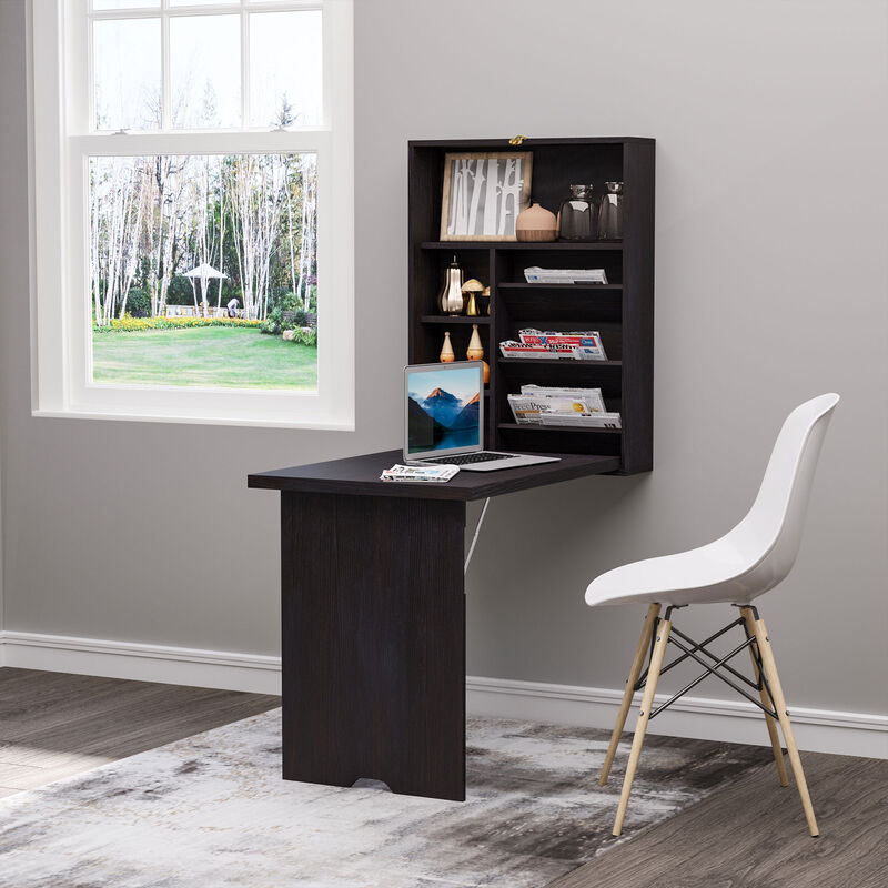 Wall Mount Writing Table Convertible Folding Computer Desk Storage Home Office