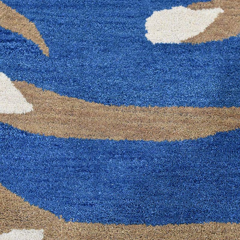 RUGSOTIC CARPETS HAND TUFTED WOOL ECO-FRIENDLY AREA RUGS  - 8'x8', Square Shape, Blue, Contemporary Modern Design, High Pile Thick Handmade Anti Skid Area Rugs for Living Room, Bed Room (K00264)