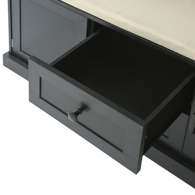 Black Hall Tree with 3 Hooks and Bench
