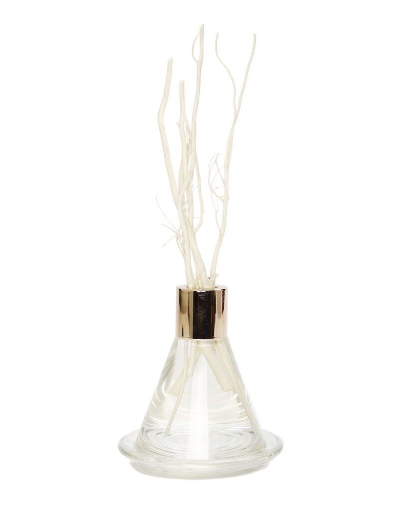 Clear Cone Shaped Reed Diffuser With Tray, "Zen Tea" Scent