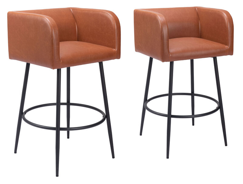 Horbat Barstool (Set of 2) Brown