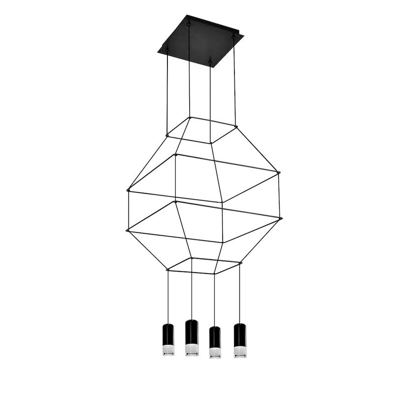 VONN Lighting 4-Light Integrated LED Height Adjustable Pendant Lighting Black