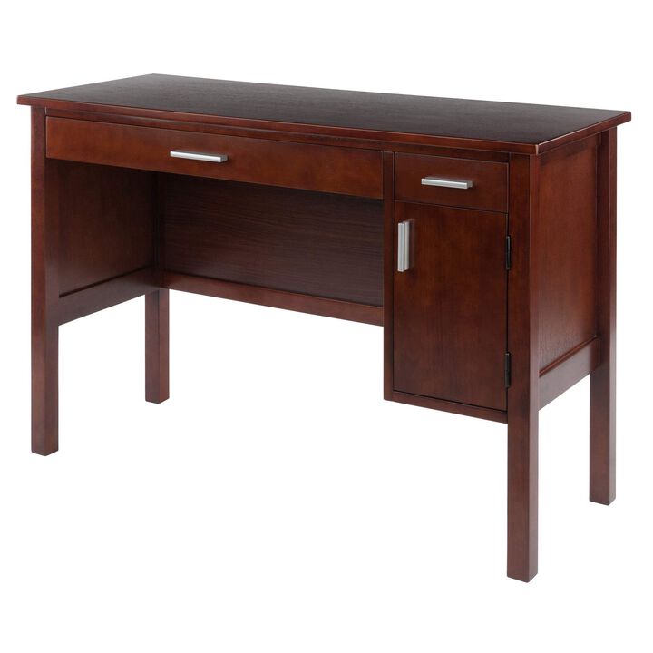 Ergode Emmett Desk - Stylish & Functional Workspace, 44" Wide Desktop, Ample Storage, Solid Wood, Walnut Finish. Ideal for Smaller Rooms & Apartments.