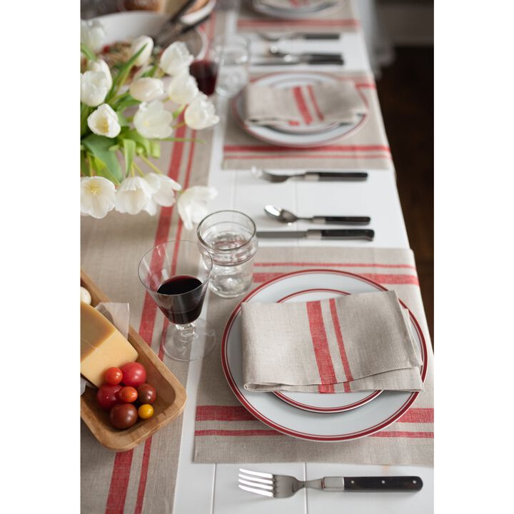 Solino Home 100% Pure Linen Table Runner | French Stripe