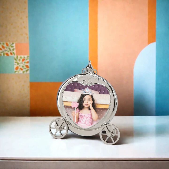 Pumpkin Coach Frame Holds 3.5" x 3.5" Photo, Polished Finish