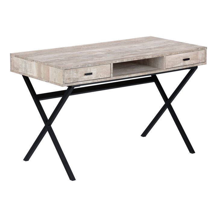 Monarch Specialties I 7449 Computer Desk, Home Office, Laptop, Storage Drawers, 48"L, Work, Metal, Laminate, Beige, Black, Contemporary, Modern