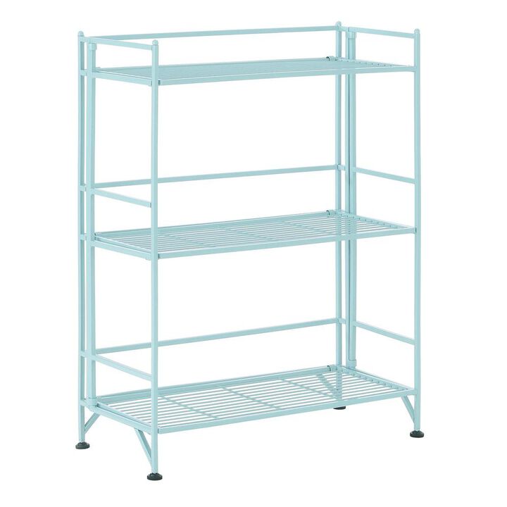 Convenience Concepts Xtra Storage 3 Tier Wide Folding Metal Shelf Sea Foam