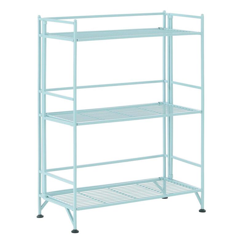 Convenience Concepts Xtra Storage 3 Tier Wide Folding Metal Shelf Sea Foam