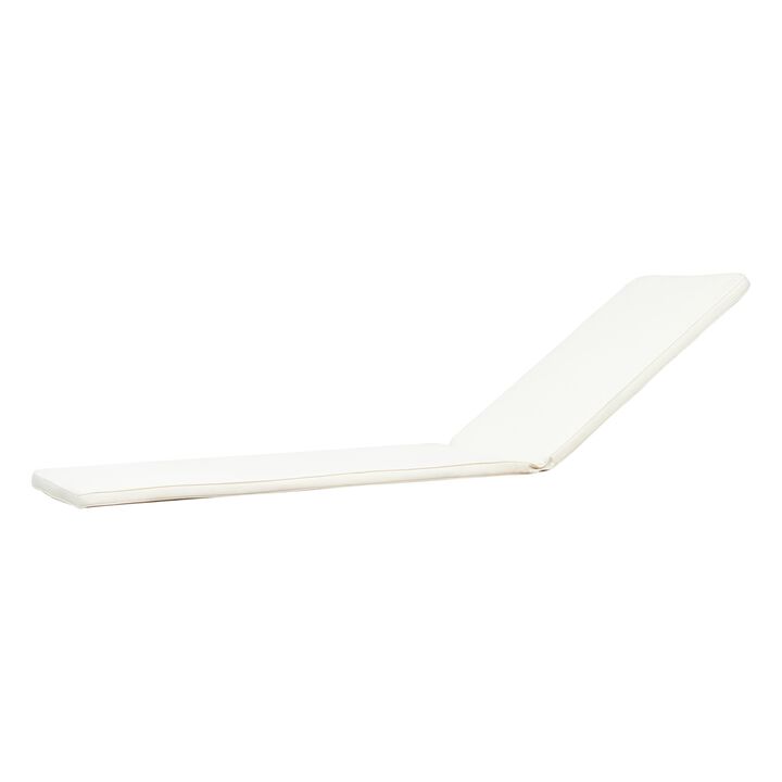 Pina Outdoor Cushion for Lounge Chaise, 79 Inch, Plush White Fabric - Benzara