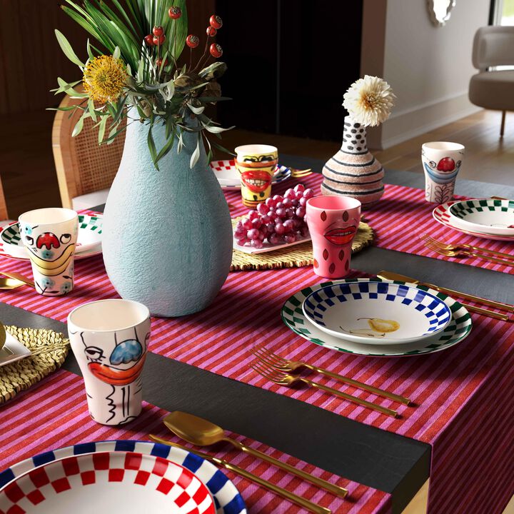 Cotton Mache Vase in Lisbon Tile