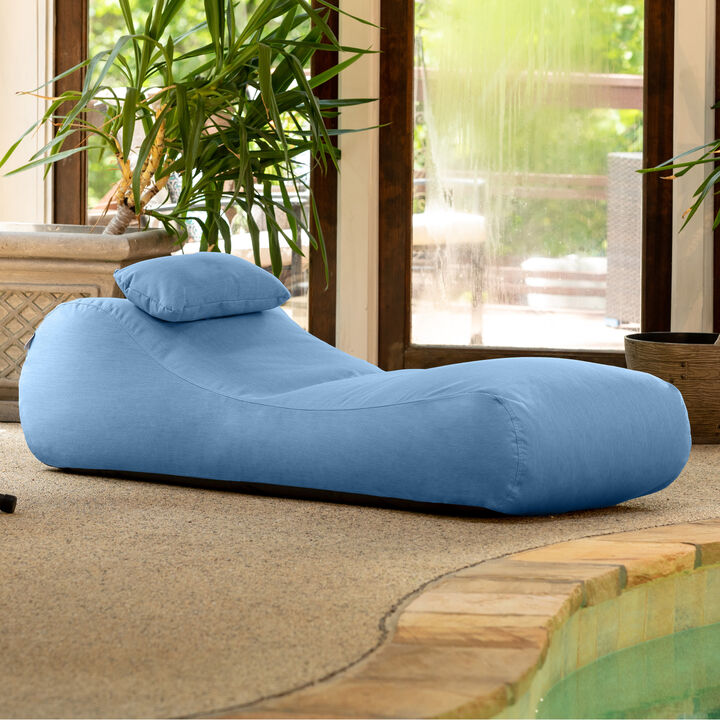 Arlo Outdoor Bean Bag Sun Lounger - Pool and Patio Chaise Bean Bag Lounger, Petal