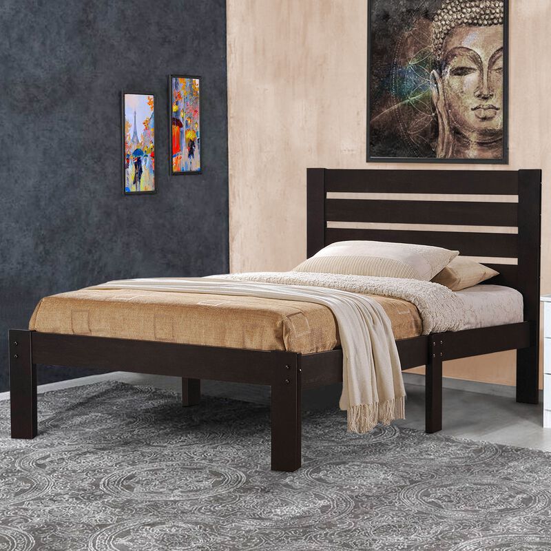 Kenney Elegant Queen Bed, Espresso-Benzara