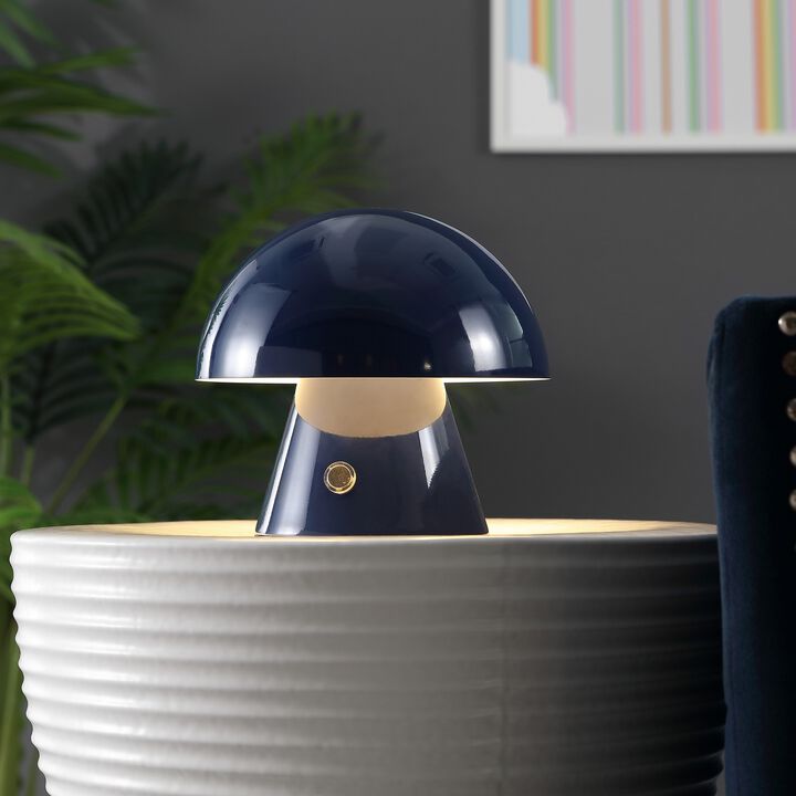 Porcini Contemporary Bohemian Rechargeablecordless Iron Integrated LED Mushroom Table Lamp
