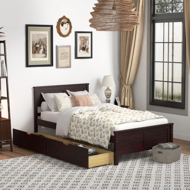 Hivvago Twin Size Bed Frame with Storage Drawers