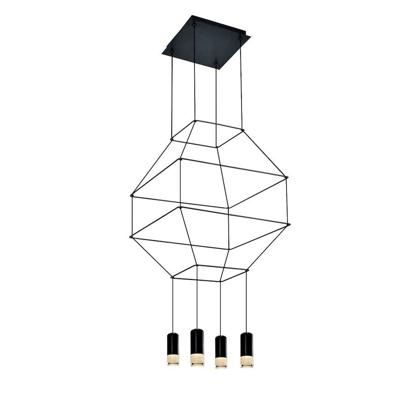 VONN Lighting 4-Light Integrated LED Height Adjustable Pendant Lighting Black