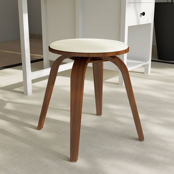 LeisureMod Pelya Mordern Wooden Dining Stool in Brown