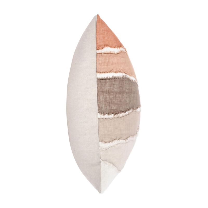 Biki Throw Pillow, 22 Inch Hand Applied Applique Design, Brown White - Benzara
