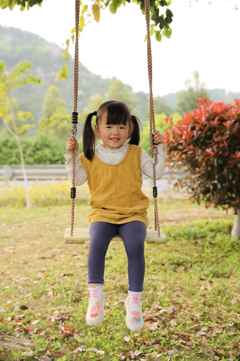 Outdoor Wooden Tree Swing with Hanging Ropes