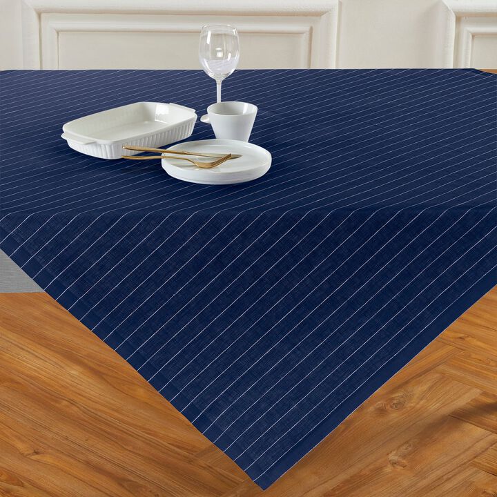 Solino Home 100% Pure Linen Table Throw 52 x 52 Inch | Pinstripe for Valentines