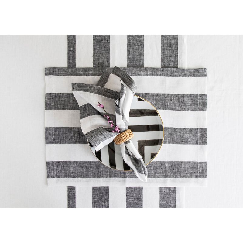 Solino Home 100% Pure Linen Table Runner | Cabana Stripe for Thanksgiving, Christmas