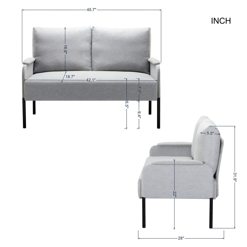 45.7 in. W Square Arm Velvet Modern Straight Sofa