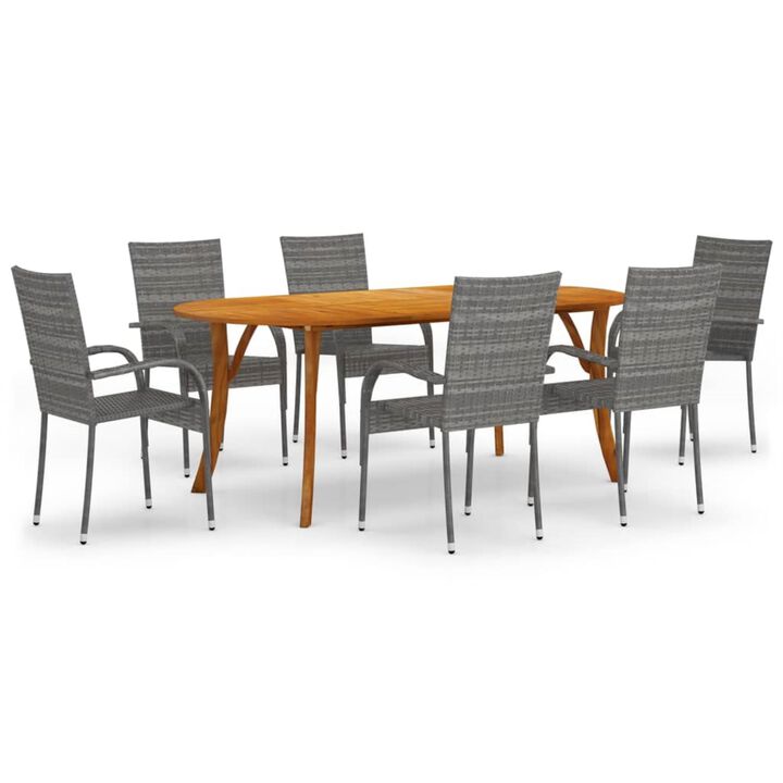 vidaXL 7 Piece Garden Dining Set Gray