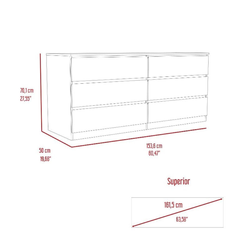 6 Drawer Double Dresser Tronx, Bedroom, Black