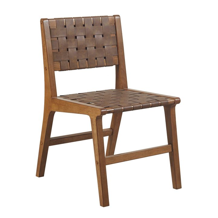 Gracie Mills Consuelo Sleek Elegance Faux Leather Woven Accent Chair