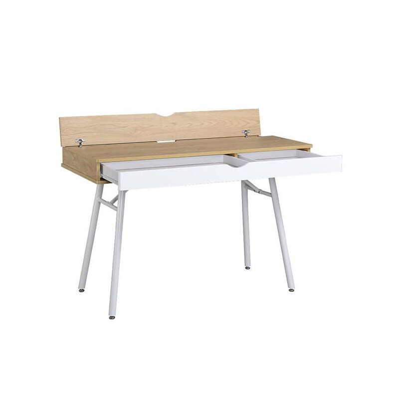 Hivvago Modern Heavy Duty Laptop Computer Desk with Storage Drawer in Pine Wood Finish