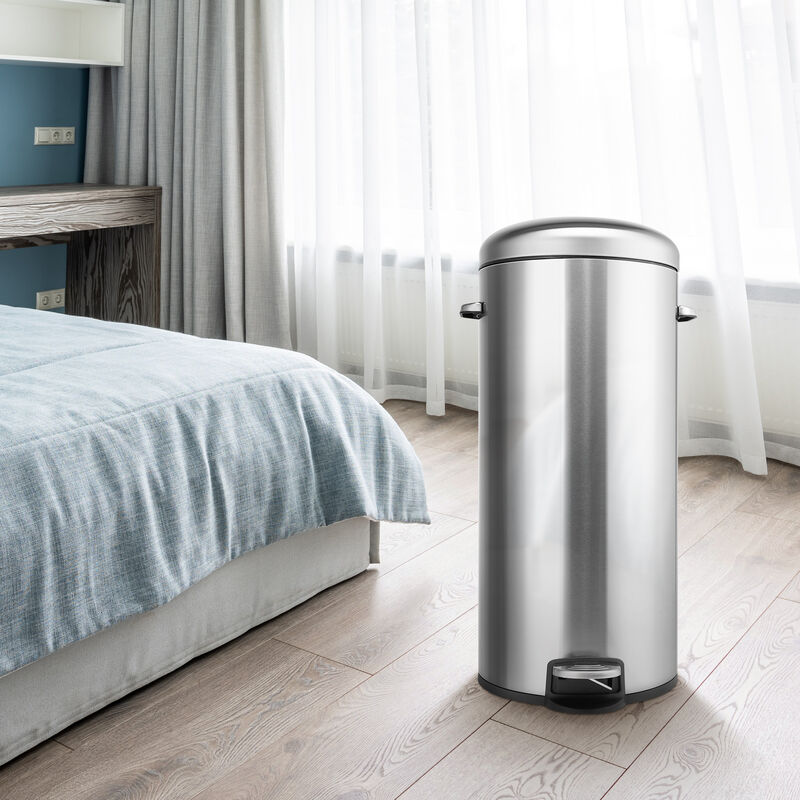 8 Gallon Stainless Steel Round Kitchen Step Trash Can