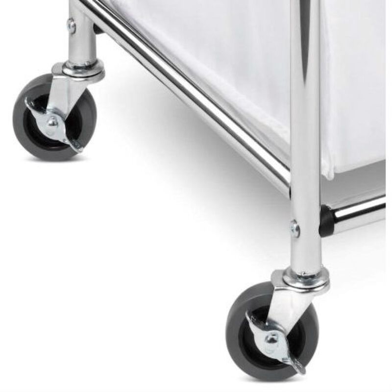 Hivvago Heavy Duty Commercial Grade Laundry Sorter Hamper Cart in White Chrome