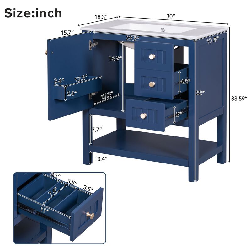 Merax Bathroom Vanity Cabinet Combo with Ceramic Sink