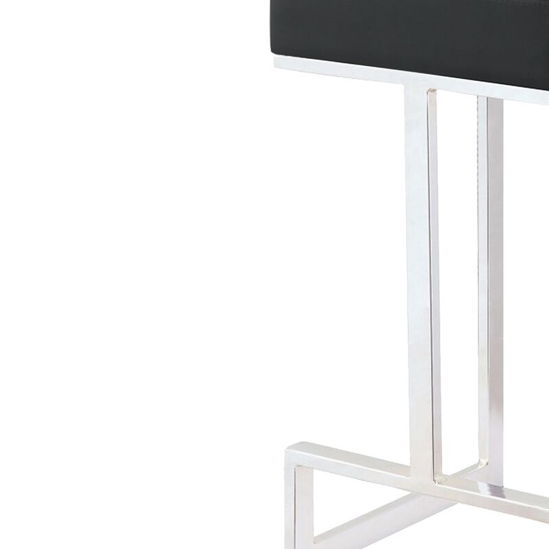 Metal Counter Height Stool, Black-Benzara