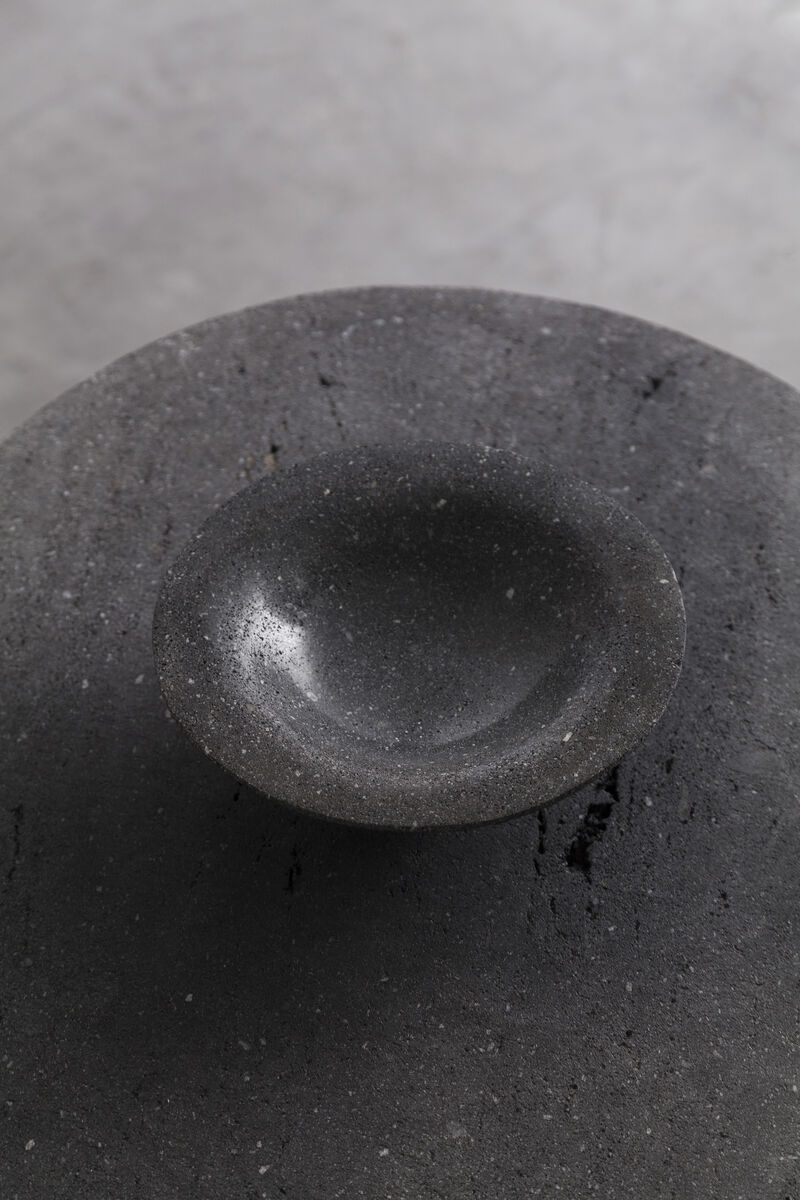 CHIMBORAZO Decorative Volcanic Stone Bowl with Aged Bronze Detail by ANDEAN, In Stock