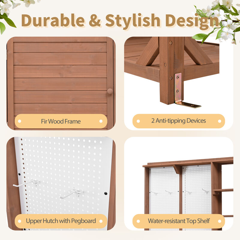 Merax Fir Wood Potting Bench with Hutch
