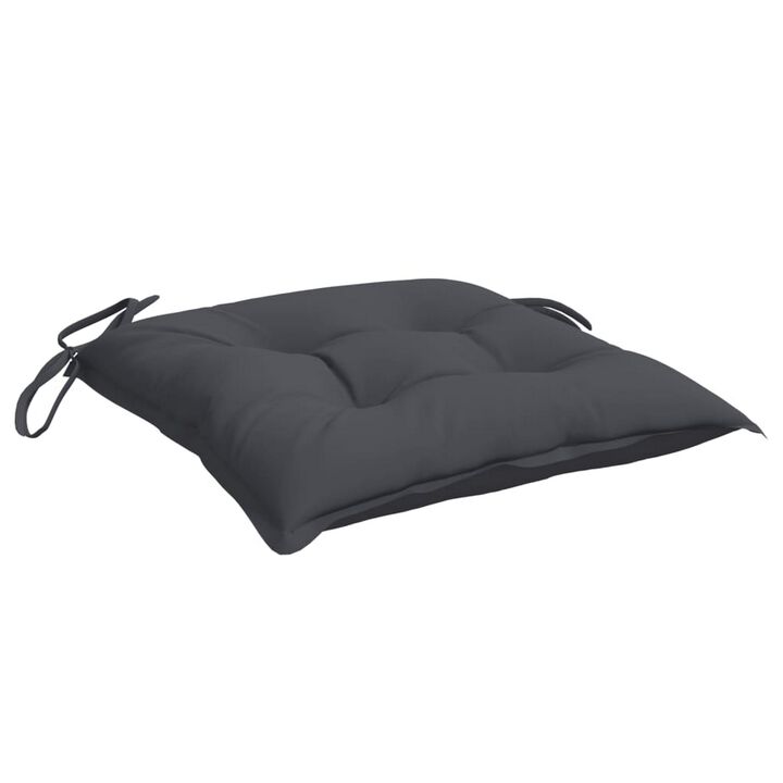 Zia 4pc Outdoor Cushions for Chair, Tufted Dark Gray Oxford Fabric - Benzara