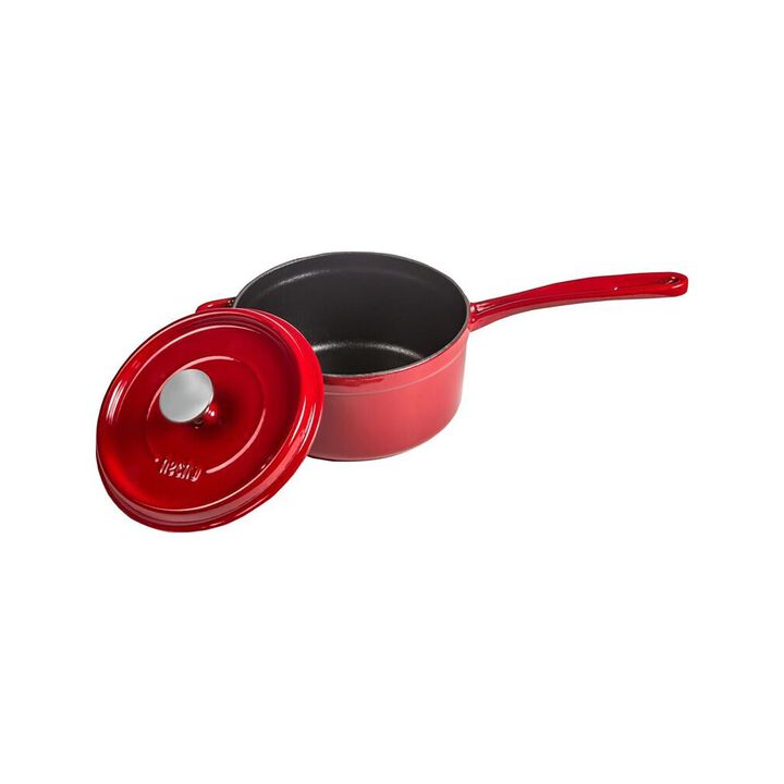 Cast Iron dia.6.75" h:5" Round Red Cast Iron Saucepan