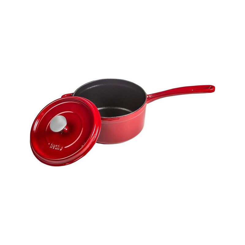 Cast Iron dia.6.75" h:5" Round Red Cast Iron Saucepan