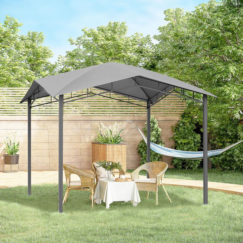 Grey Geometric Canopy: 10'x10' Soft Top Patio Gazebo with Unique Design