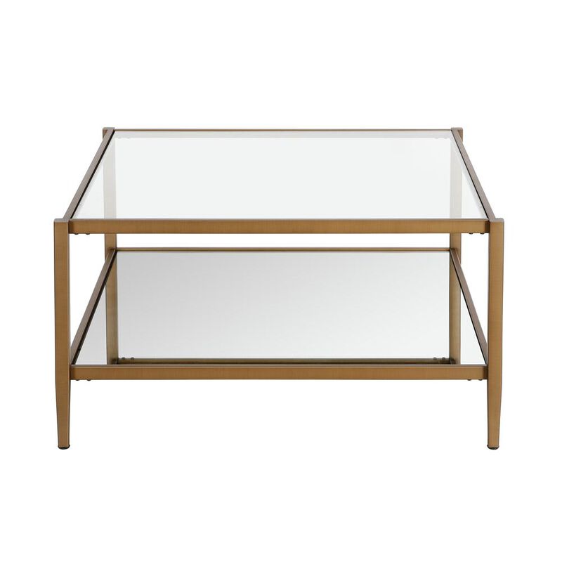 Hudson&Canal Hera 32'' Wide Square Coffee Table in Brass