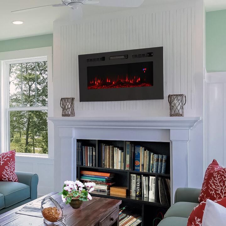Sunnydaze 40 in Sophisticated Hearth Indoor Electric Fireplace - Black