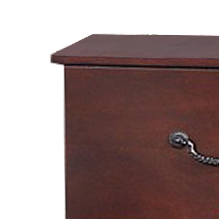 Bran 27 Inch 2 Drawer Nightstand, Pine Wood, Grain Details, Cherry Brown-Benzara
